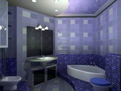 <p><em><strong>Ремонт ванной:  ванная комната в сине-фиолетовых тона.</strong></em></p>