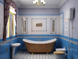 <p><strong><em>Ремонт ванной: ванная комната в синих тонах.</em></strong></p>