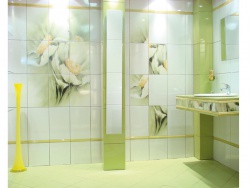 Дизайн плитки в ванной -  Тема цветы.  Ремонт и отделка.