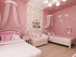 <p><em><strong>Дизайн детской комнаты.  Детская для девочки в постельно розовый тонах.</strong></em></p>